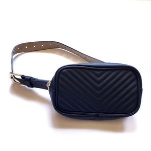 Steve Madden Black Quilted Chevron Fanny Pack Belt